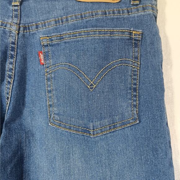 Levis Girls Jeans 14 Reg Cropped Wide Leg Raw Hem Blue Denim - Picture 12 of 16